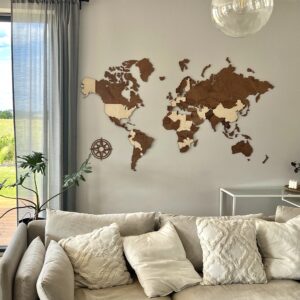 Mapa świata na ścianę - ozdoba pokoju podróżnika